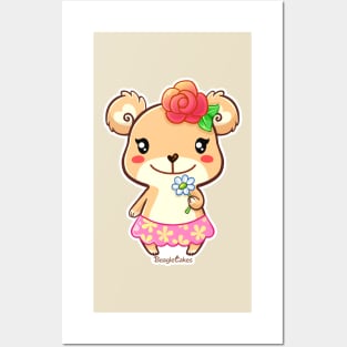 Kawaii Spring Time Flower Bear Posters and Art